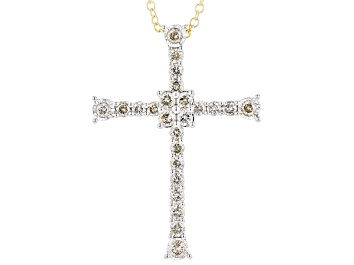 Picture of Diamond 10k Yellow Gold Cross Slide Pendant With 19" Cable Chain 1.00ctw