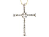 Diamond 10k Yellow Gold Cross Slide Pendant With 19" Cable Chain 1.00ctw