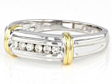 White Diamond 10k Two-Tone Gold Mens Band Ring 0.15ctw