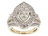 Diamond 10k Yellow Gold Cluster Ring 2.00ctw