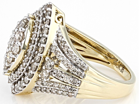 Diamond 10k Yellow Gold Cluster Ring 2.00ctw