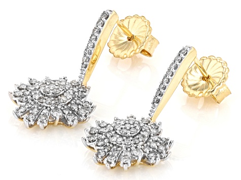 Diamond 10k Yellow Gold Dangle Earrings 1.00ctw