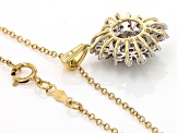 Diamond 10k Yellow Gold Cluster Pendant With 19" Cable Chain 1.00ctw