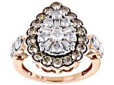 Champagne And White Diamond 10k Rose Gold Halo Ring 2.00ctw