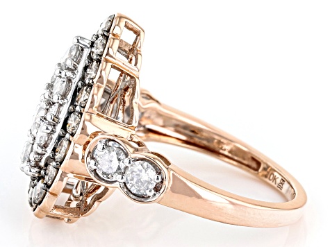 Champagne And White Diamond 10k Rose Gold Halo Ring 2.00ctw