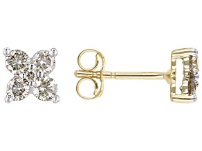 Diamond 10k Yellow Gold Stud Earrings 0.50ctw