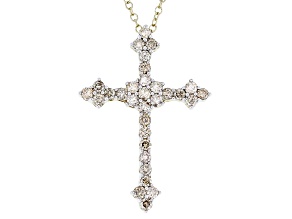 Candlelight Diamonds™ 10k Yellow Gold Cross Slide Pendant With 19" Cable Chain 1.00ctw