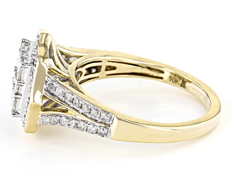 White Diamond 10k Yellow Gold Cluster Ring 1.00ctw - SDG401 | JTV