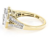 White Diamond 10k Yellow Gold Cluster Ring 1.00ctw