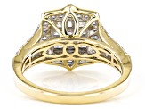 White Diamond 10k Yellow Gold Cluster Ring 1.00ctw