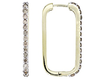 Picture of Candlelight Diamonds™ 10k Yellow Gold Rectangular Hoop Earrings 1.00ctw
