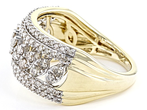 Diamond 10k Yellow Gold Wide Band Ring 1.00ctw