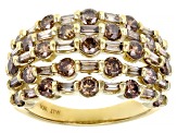 Champagne Diamond 10k Yellow Gold Multi-Row Ring 2.00ctw