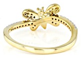 White Diamond 10k Yellow Gold Butterfly Ring 0.15ctw