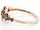 Red Diamond 10k Rose Gold Cluster Band Ring 0.65ctw