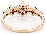 Red Diamond 10k Rose Gold Cluster Band Ring 0.65ctw