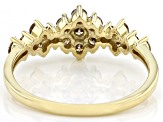 Champagne Diamond 10k Yellow Gold Cluster Band Ring 0.65ctw