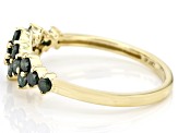 Green Diamond 10k Yellow Gold Cluster Band Ring 0.65ctw