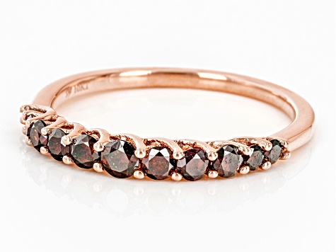 Red Diamond 10k Rose Gold Band Ring 0.50ctw