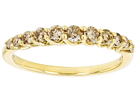 Champagne Diamond 10k Yellow Gold Band Ring 0.50ctw - SDG415B 