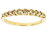 Champagne Diamond 10k Yellow Gold Band Ring 0.50ctw