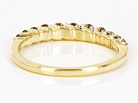 Champagne Diamond 10k Yellow Band Ring 0.50ctw - SDG415B