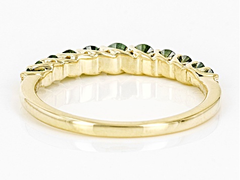 Green Diamond 10k Yellow Gold Band Ring 0.50ctw