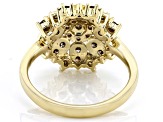 Champagne Diamond 10k Yellow Gold Cluster Ring 0.85ctw