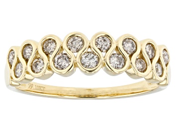 Picture of White Diamond 10k Yellow Gold Band Ring 0.50ctw