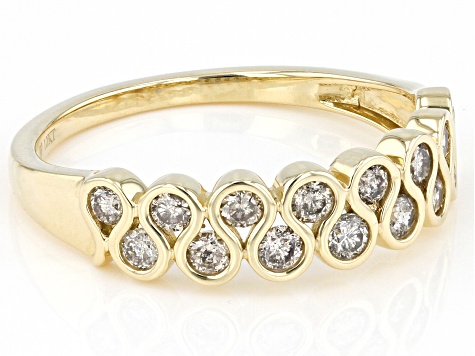 White Diamond 10k Yellow Gold Band Ring 0.50ctw