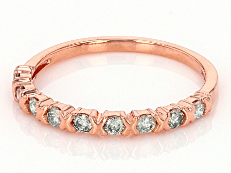 White Diamond 10k Rose Gold Band Ring 0.35ctw