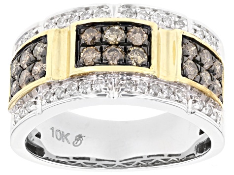 10K Two-Tone White and Yellow Gold 3-Diamond Wedding Band Ring by