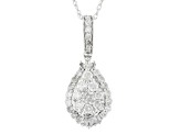 White Diamond 10k White Gold Cluster Pendant With 18" Rope Chain 0.50ctw