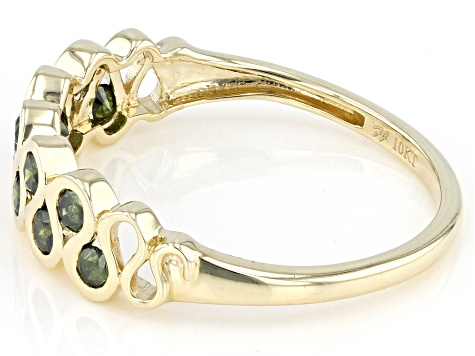 Green Diamond 10k Yellow Gold Band Ring 0.50ctw