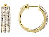 White Diamond 10k Yellow Gold Hoop Earrings 2.00ctw
