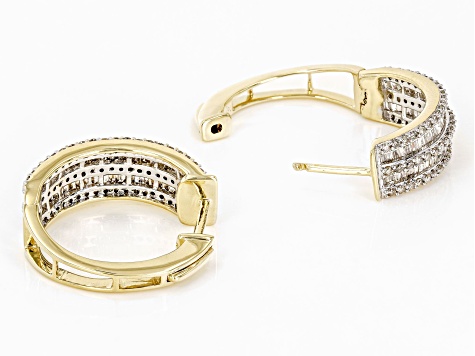 White Diamond 10k Yellow Gold Hoop Earrings 2.00ctw