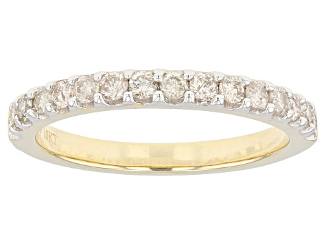 White Diamond 10k Yellow Gold Band Ring 0.50ctw