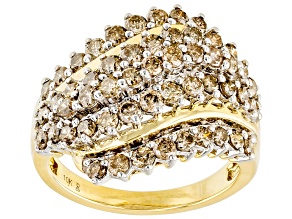 Candlelight Diamonds™ 10k Yellow Gold Bypass Cluster Ring 2.00ctw