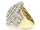 White Diamond 10k Yellow Gold Cluster Ring 3.00ctw