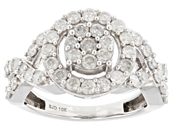 Picture of White Diamond 10k White Gold Halo Ring 1.60ctw
