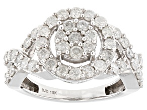 White Diamond 10k White Gold Halo Ring 1.60ctw