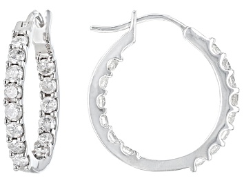 Picture of White Diamond 10k White Gold Inside-Out Hoop Earrings 1.25ctw
