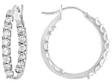 White Diamond 10k White Gold Inside-Out Hoop Earrings 1.25ctw
