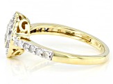 White Diamond 10k Yellow Gold Halo Ring 0.50ctw