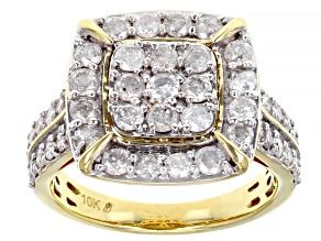 White Diamond 10k Yellow Gold Cluster Ring 2.00ctw
