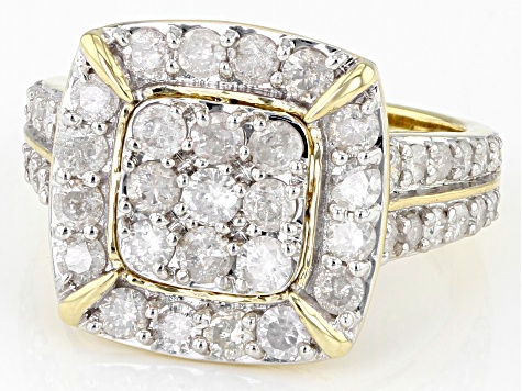 White Diamond 10k Yellow Gold Cluster Ring 2.00ctw - SDG447 | JTV.com