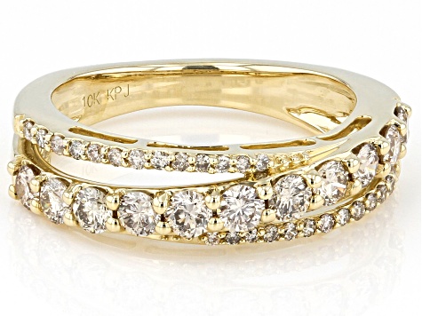 Champagne Diamond 10k Yellow Gold Band Ring 1.00ctw - SDG449 | JTV.com