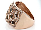 Red And White Diamond 10k Rose Gold Wide Band Ring 1.50ctw