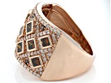 Red And White Diamond 10k Rose Gold Wide Band Ring 1.50ctw