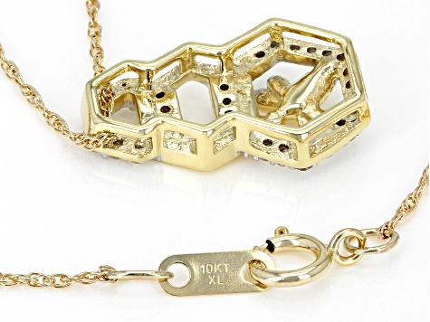 White Diamond 10k Yellow Gold Bee Slide Pendant With 18" Rope Chain 0.20ctw